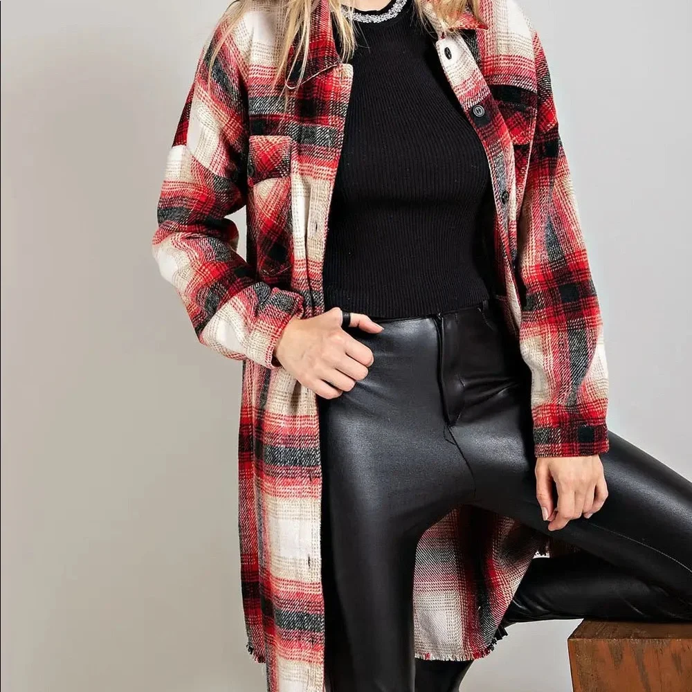 Plaid Shacket Knee Length - Picture 2 of 3
